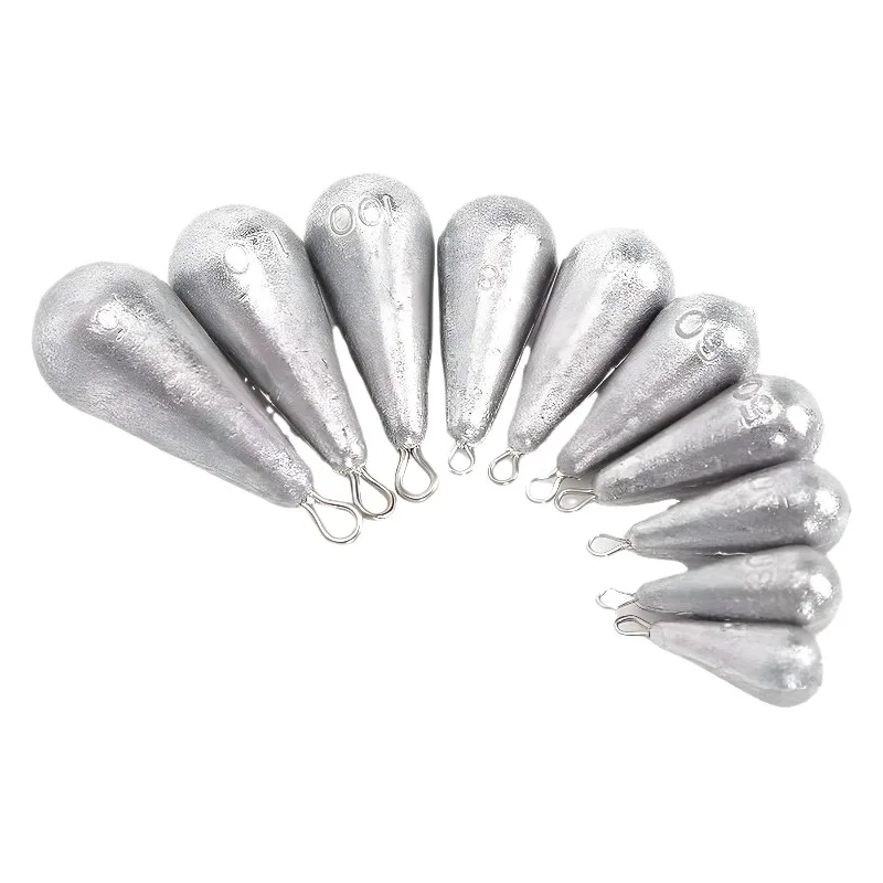 5 Stück/20 Stück 10g-100g Hakenring-Sinker für Angeln Angelzubehör Drop-Shot-Gewichte Tropfenförmige Angelgewichte
