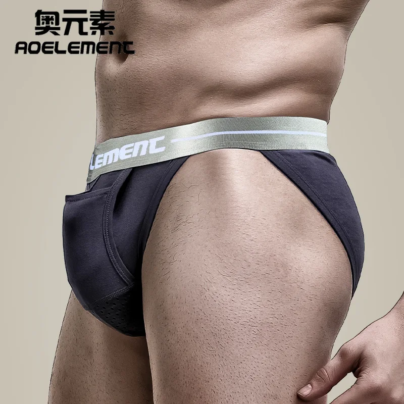 Man Penis Pouch Briefs Sexy Gay Open Hole Underwear Low Waist Penis Pouch Lingere Breathable Space Modal Ice Silk Thongs Sissy