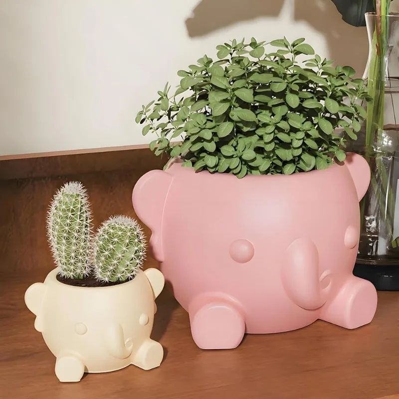 

Elephant Silicone Mold for Epoxy Resin Concrete Cement Planter DIY Cute Flower Pot Makeup Sponge Holder Storage Box Decor