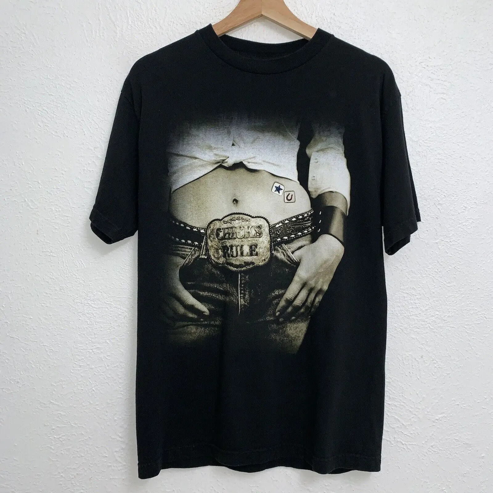 Винтажная футболка с рисунком цыплят Dixie, черная двухсторонняя футболка среднего размера