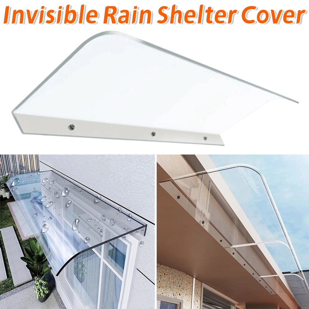 Window Door Awning Canopy Transparent Invisible UV Rain Protection Rain Shelter Cover No Bracket for Front Door Porch Patio Roof view 2