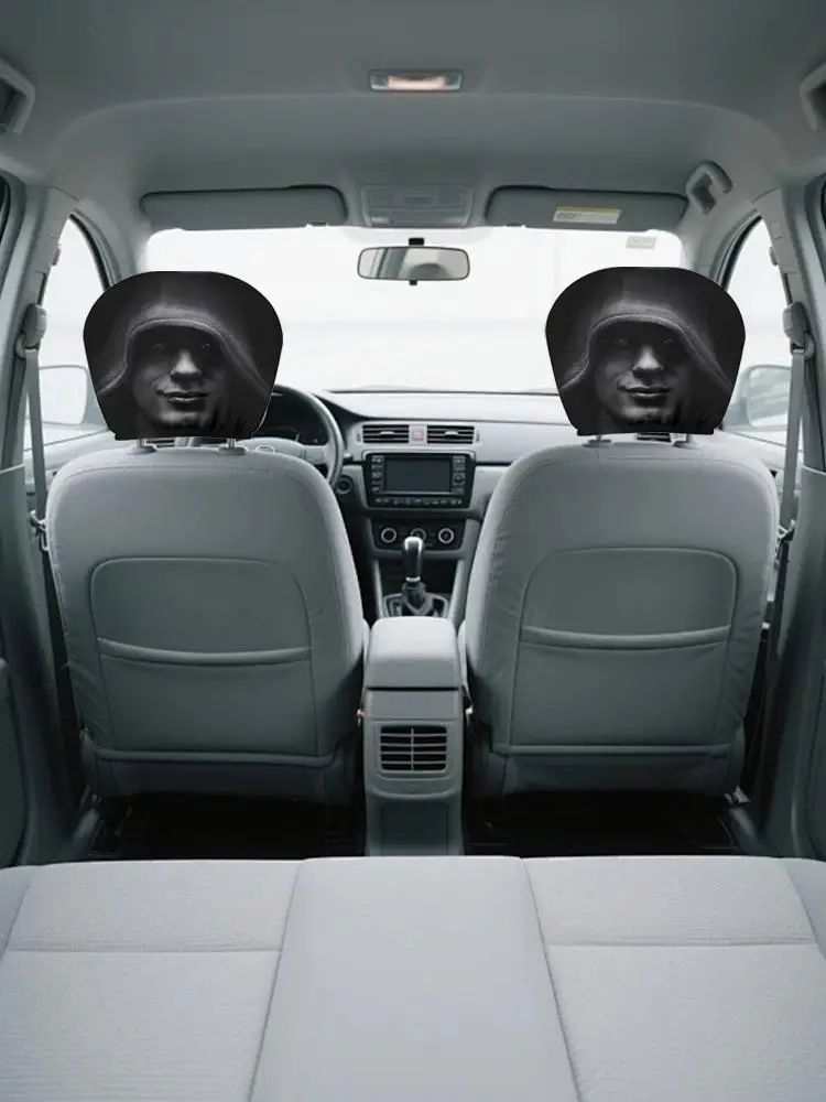 2 Stück Horror-Gesichts-Autositzbezüge aus weichem Polyester, waschbar, staubdicht, schützende dekorative Hülle, universeller Autositzbezug