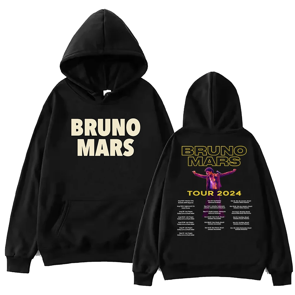 Bruno Mars Tour 2024 Hoodie Harajuku Pullover Tops Sweatshirt Fans Gift Loose Classic Simple Long Sleeve Oversized Trendy