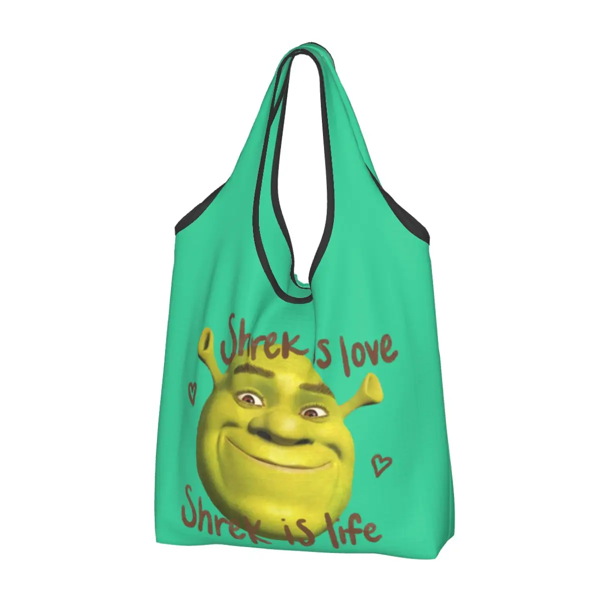 

Custom Funny Shrek Is Love Shreks Head Is Life Shopping Tote Bags Portable Grocery Shoulder Shopper Bag