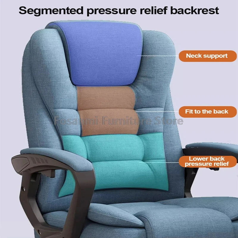 โบว์ขาโต๊ะเก้าอี้ผ้าฝ้ายผ้าลินินสบายGamer Recliningเก้าอี้สูงนุ่มเก้าอี้คอมพิวเตอร์มีท้าวแขนสําหรับHome Office