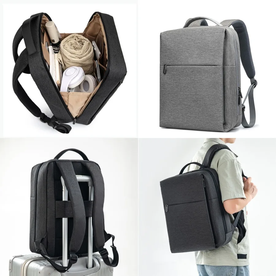 

【New style】Business backpack Rice backpack 15-inch computer bag printed logo waterproof travel bag Oxford cloth backpack