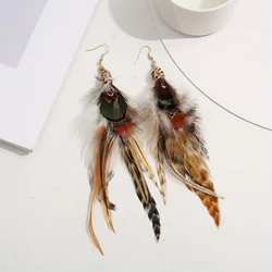 Bohemian Style Bohemian Multicolor Pheasant Feather Ladies and Feather Making Earrings Bohemian Earrings