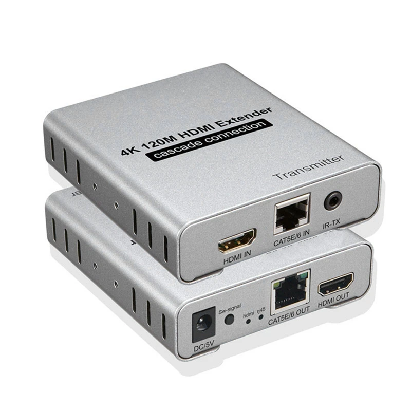 Best-4K 120M -Compatible Extender Over Cat5e/6 RJ45 Cable Video Ethernet Extension Transmitter Support Cascade Connection