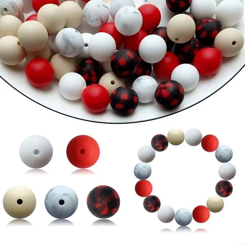 F62D Silicone Loose Contas para Keychain DIY Silicone Beds redondo contas silicone