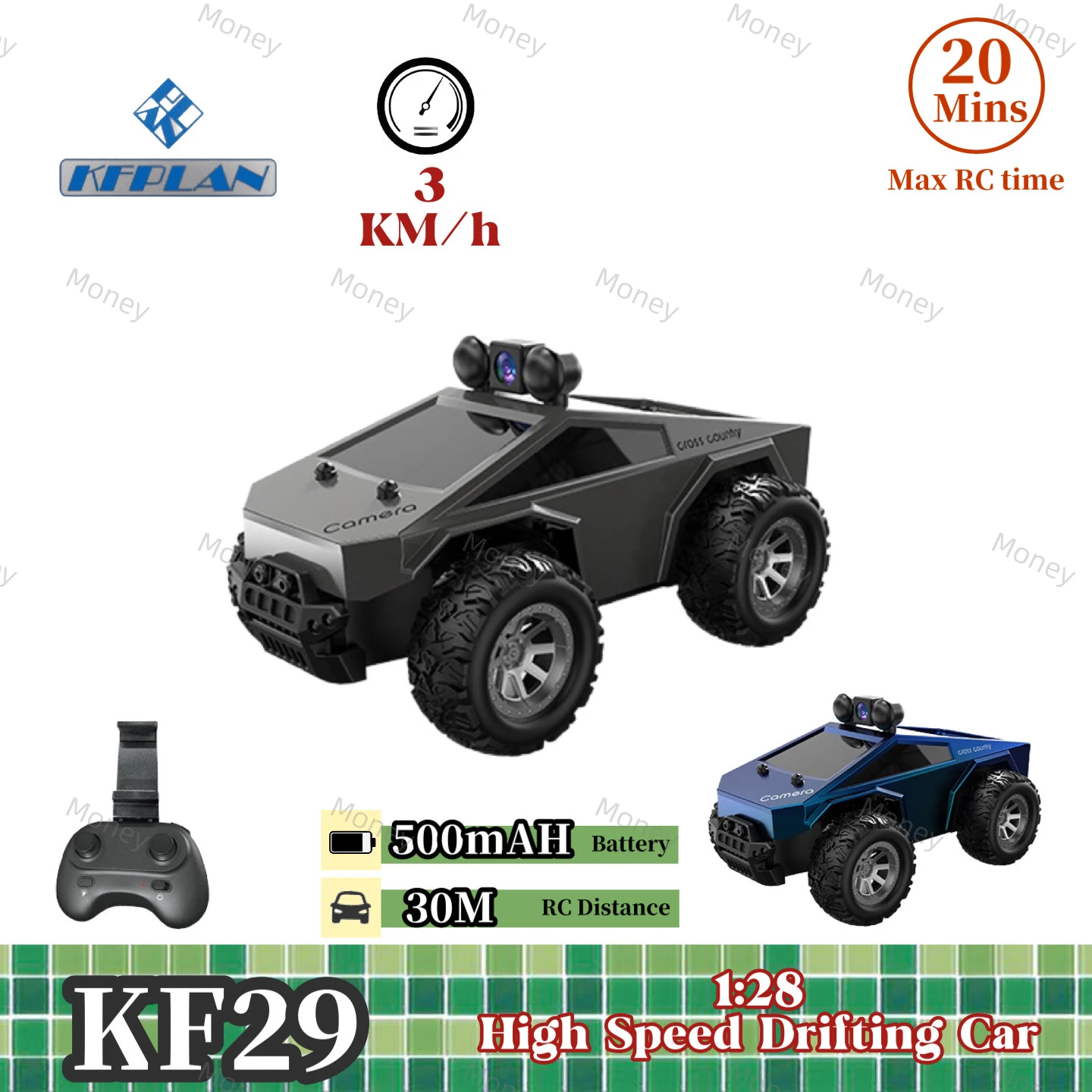 

1:28 KF29 Автомобиль с дистанционным управлением и камерой Cybertruck Модель пикапа 2,4G FPV WIFI Камера Высокоскоростной RC Автомобиль Игрушка