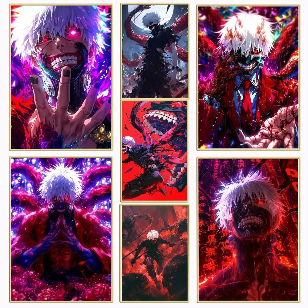 1OC Japanese anime Tokyo Ghoul Kaneki Ken poster Self-adhesive Art Waterproof Paper Sticker Coffee House Bar Room Wall Decor