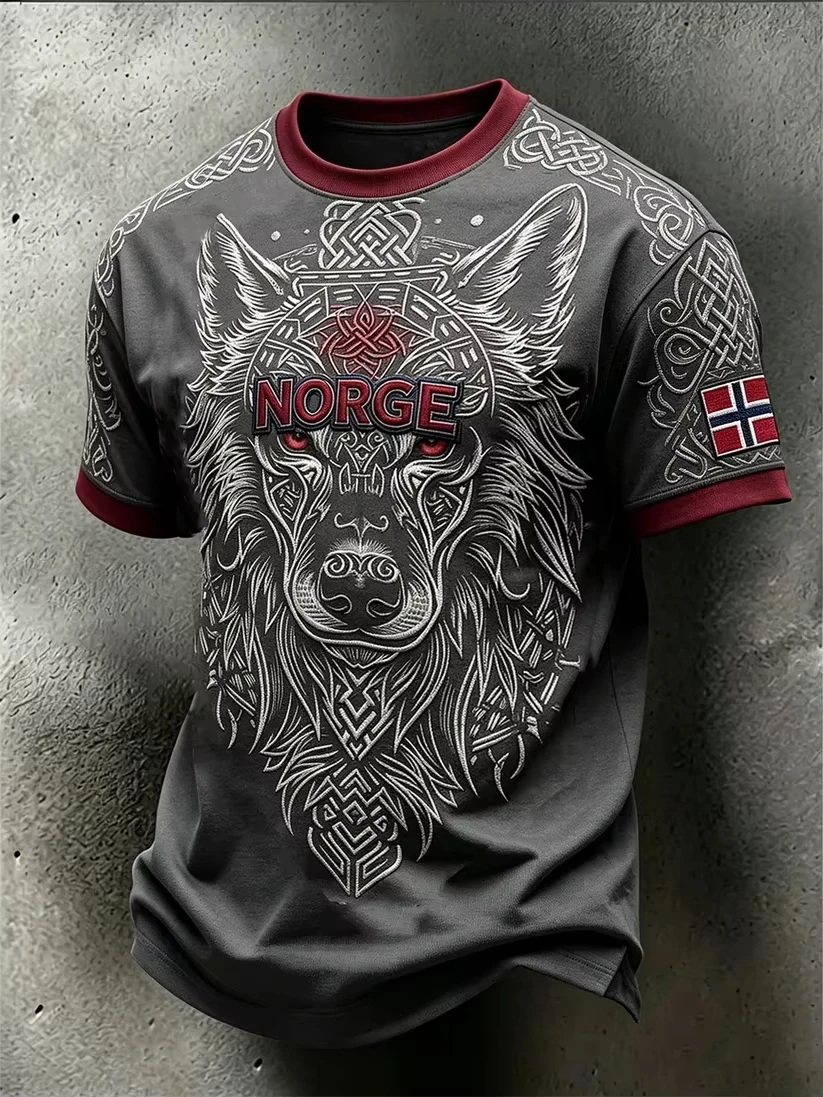 2027 Summer Best-selling Men's Vintage Viking Style 3D Printed Outdoor Sports Breathable Quick-Drying T-Shirt Family Style Shirt