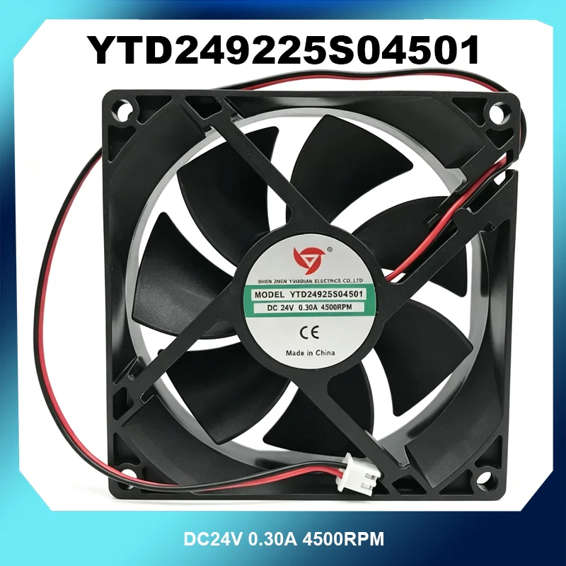 9225 Cooling Fan YTD249225S04501 DC 24V 0.30A 4500RPM 92X92X25mm 2 Pin Industrial Replacement Cooling Fan
