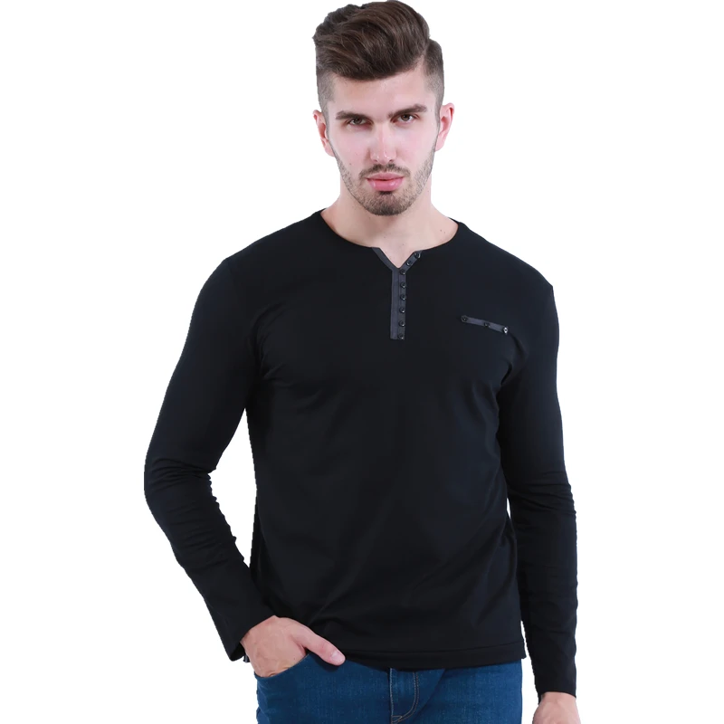 Liseaven Slim Fit Long Sleeve Cotton T-Shirts Men Tops&Tees Male T Shirt Stylish Men V Neck Cotton T Shirts