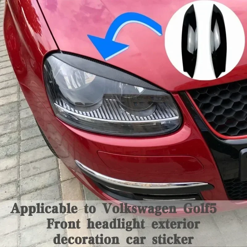 Car Headlights Eyebrow Eyelids Cover Carbon Fiber Sticker Decorative Accessories for VW GOLF 5 MK5 GTI R 2005 2006 2007