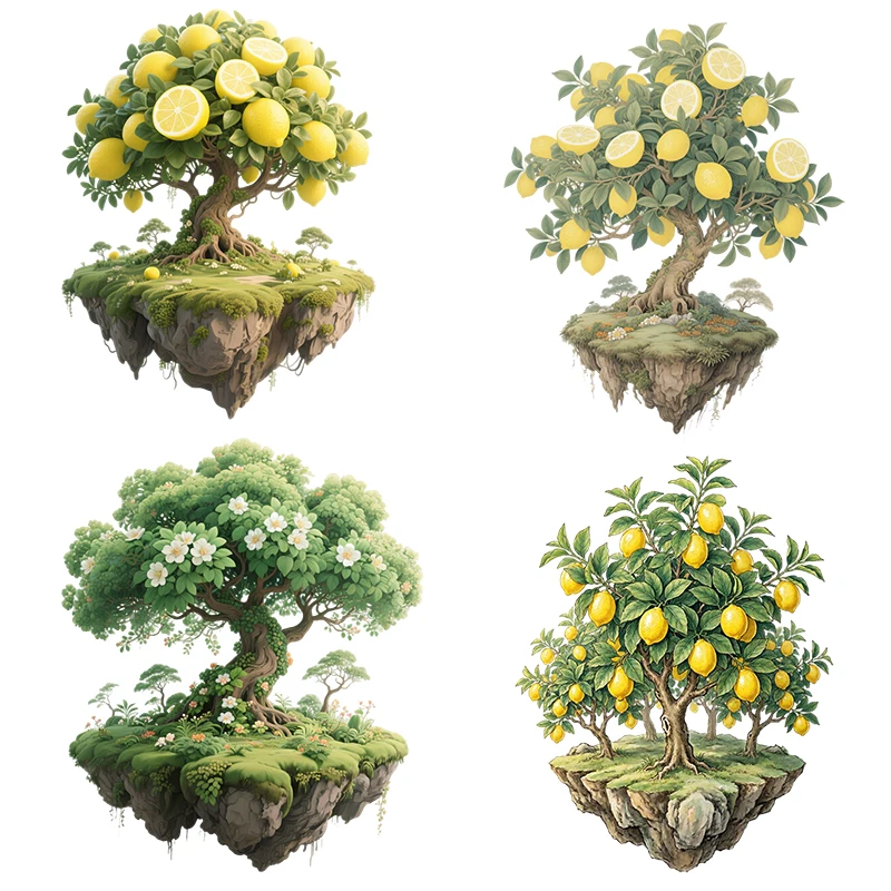 Three Ratels CAB30 Beautiful Lemon Tree Floating Island Art Wall Decals for Home Decor