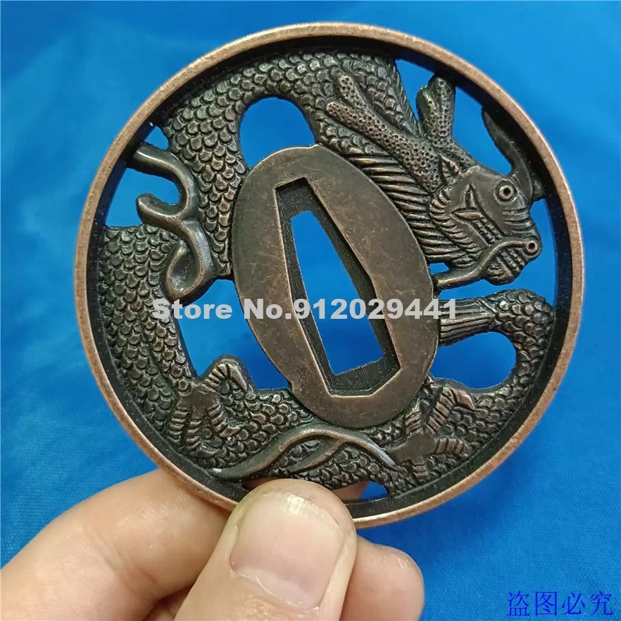 Nice Alloy Guard Tsuba W Dragon For Japanese Sword Samurai Wakizashi Katana Knife Japan