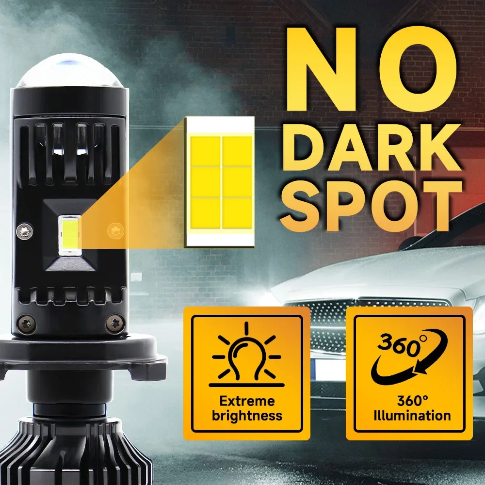 

2 шт. H4 H7 светодиодный проектор с турбовентилятором, автомобильная фара, мини-объектив Y10, лампа Canbus, светодиодная лампа для авто мотоциклов