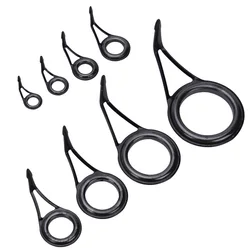 8Pcs 낚싯대 가이드 세라믹 반지 높은 탄소강 타원형 상단 6-30mm 극 수리 키트 교체 세트 낚시 장비 액세서리