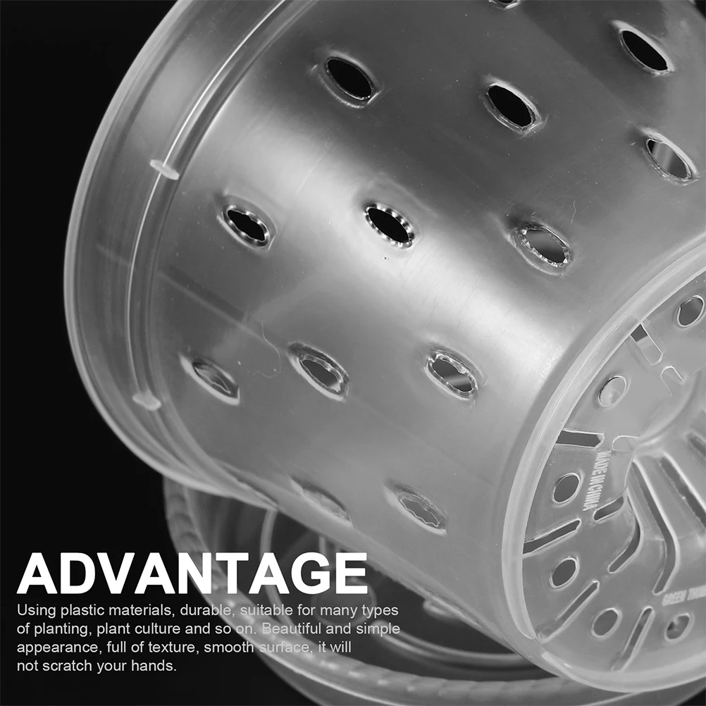 

Plastic chid Plant Nursery Pots Base Tray Clear Decorative Flower Pots Drainage Holes Breathing Garden Planter Containers