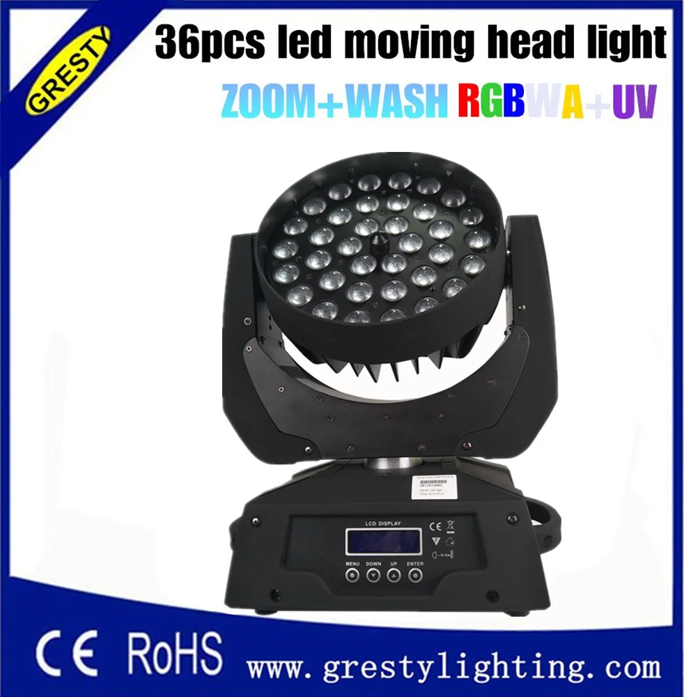 

6PCS/LOT wedding stage light 36X18W RGBWA UV 6in1 Led Moving Head Zoom light dmx for dj dj event light