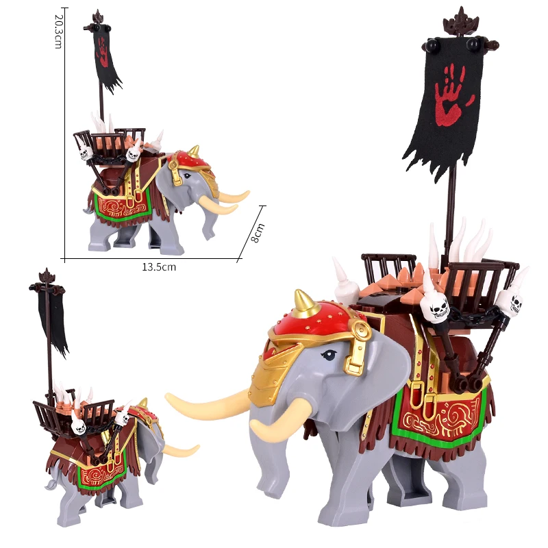 Creativity DIY Medieval Military Romance Of The Three Kingdoms Knight Elephant Building Blocks Kit Bricks Model Kids Toys ﻿