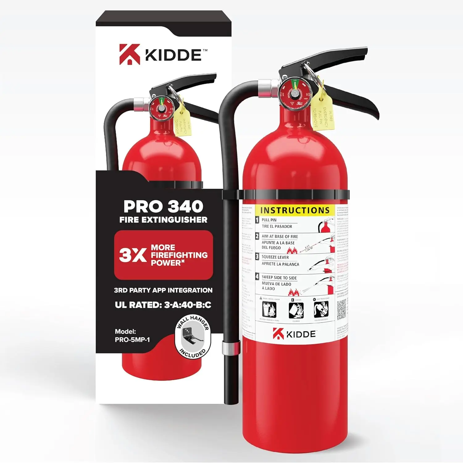 

Commercial-Grade Rechargeable Fire Extinguisher for Office and Parking Garages, 3A40BC Rating
