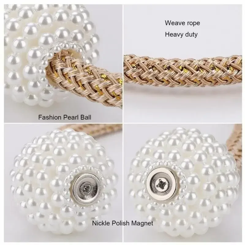 4/2 Peças Presilhas Magnéticas de Pérola para Cortina, Suportes de Cortina, Clipes de Fivela para Amarrar, Fivela de Bola Pendurada, Acessório Decorativo para Cortina
