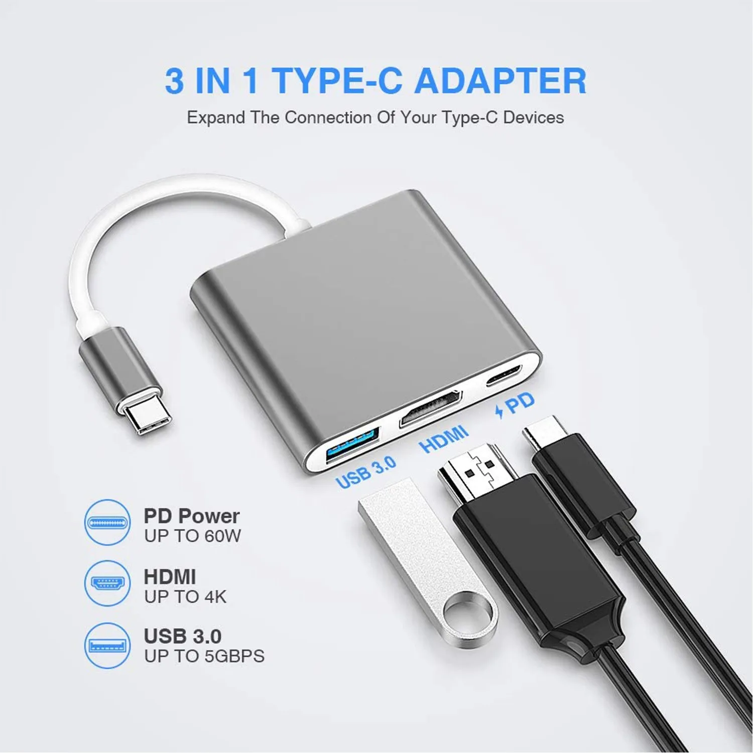 

Кабель «Три в одном» Type-c-HDMI, док-станция HD, конвертер «Три в одном», USB C кабель-концентратор, мобильный умный адаптер для быстрой зарядки