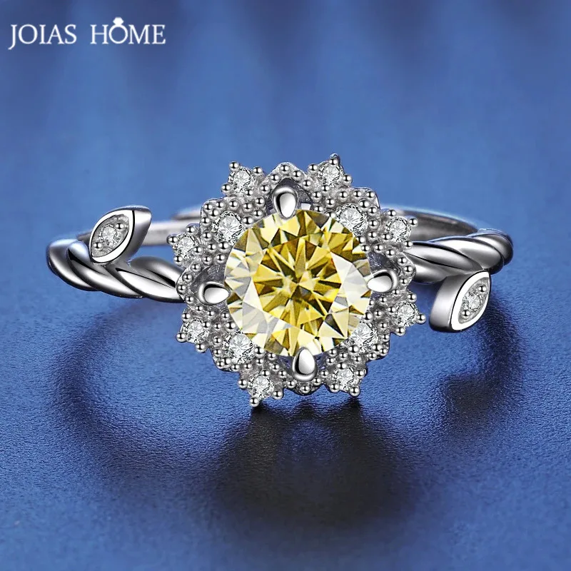 JOIAS HOME Fashion Silver s925 1ct D Color Moissanite Flower Gemstone Ring, Best Choice for Valentine's Day Anniversary Gift