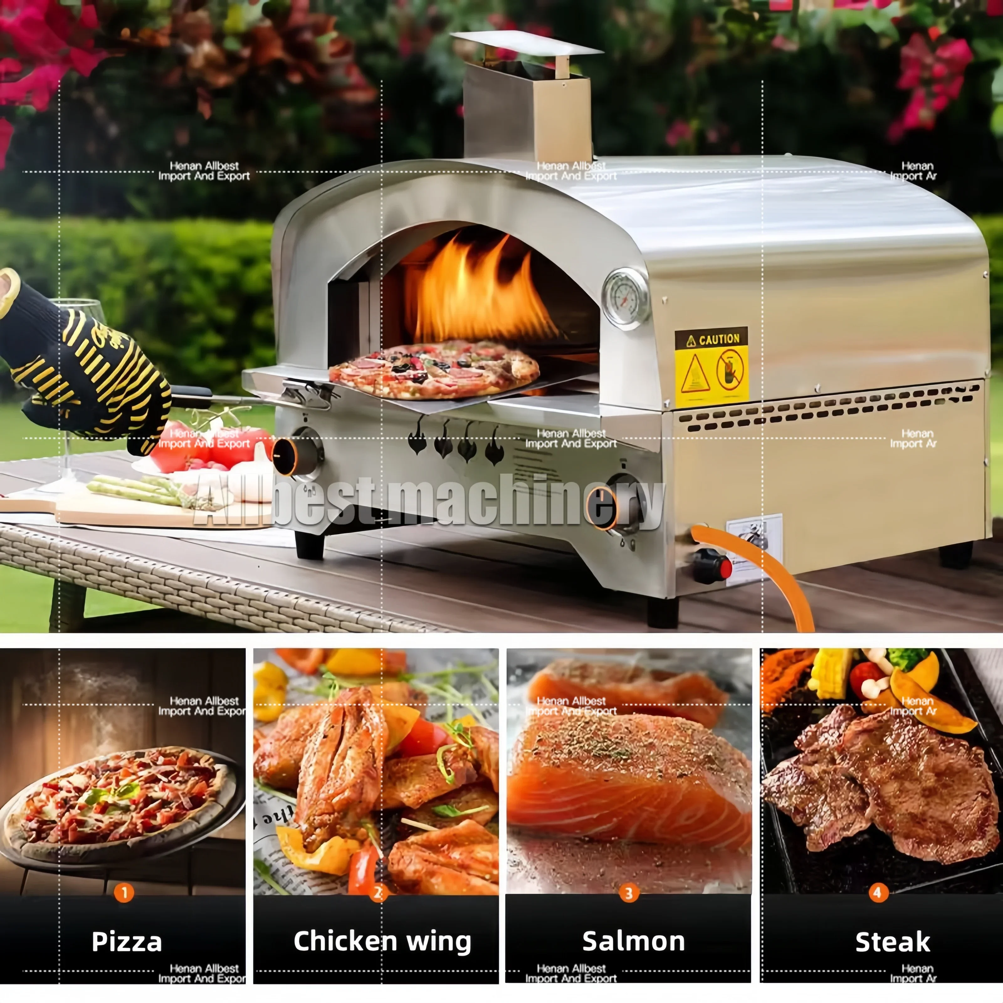 Gas Pizza Oven BBQ Barbecue Grill Meat Smoker Gas Outdoor Portable RV Boat Camping Kitchen Built-in Ovens For Indoor