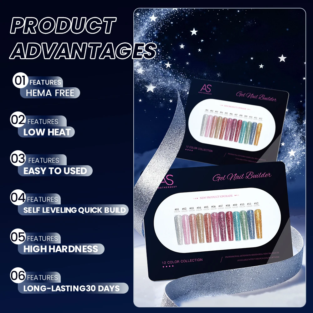 30g Silber Reflektierendes Aufbaugel für Nägel Funkelnder Glitzer Roter Nagelverlängerungslack Semi-Permanenter Gel-Lack – Detail 11