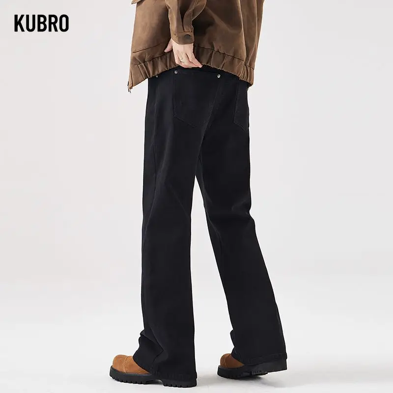 

2025 Autumn Winter New Loose and Versatile Bootcut Jeans Retro High End Fashion Solid Causal Comfortable Versatile Jeans for Men