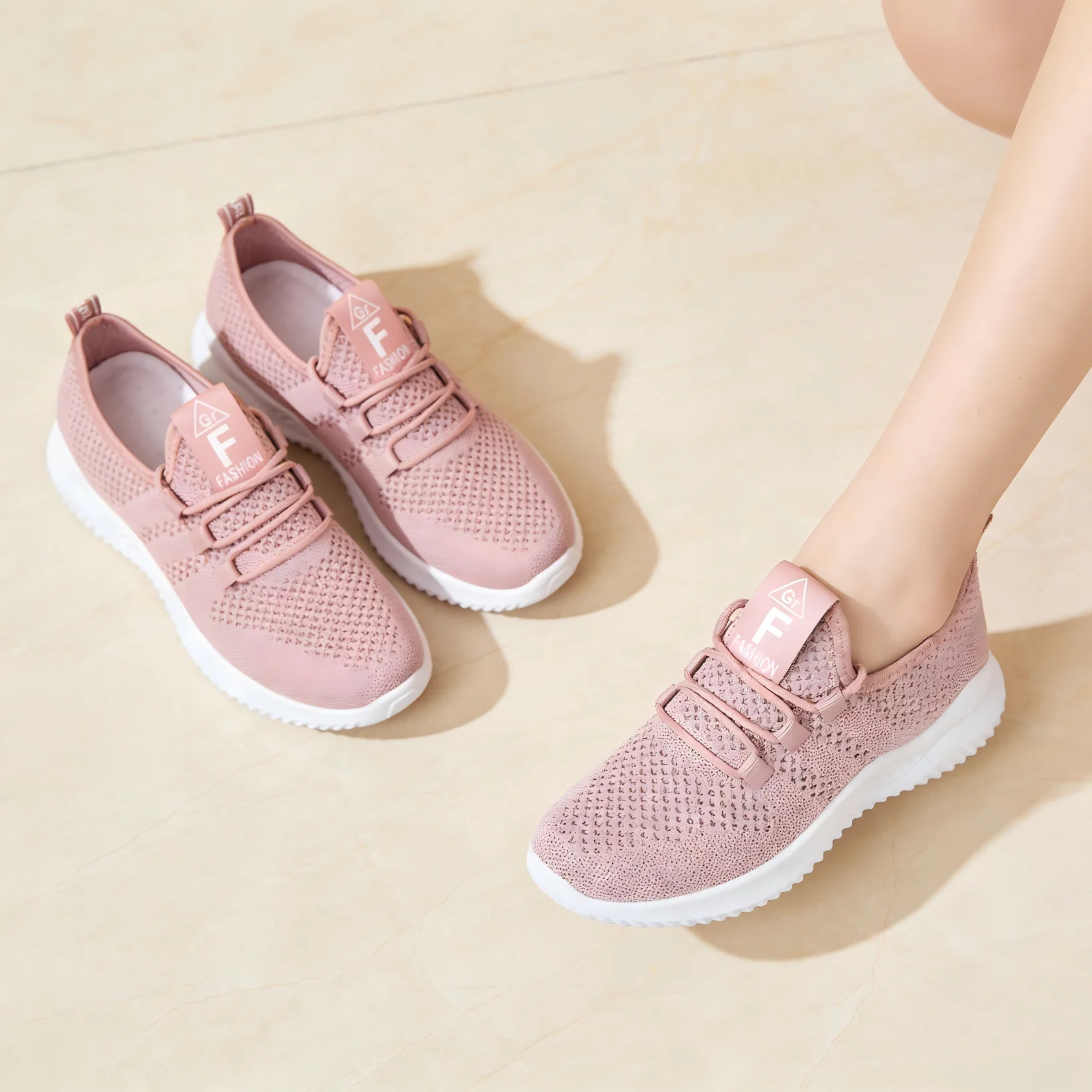 

Women's Breathable Mesh Slip-On Sneakers Lightweight Thick Sole Walking Shoes