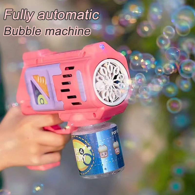 Máquina de burbujas eléctrica para niños, pistola de burbujas automática espacial, juegos al aire libre, playa, baño, juguete de burbujas de fantasía