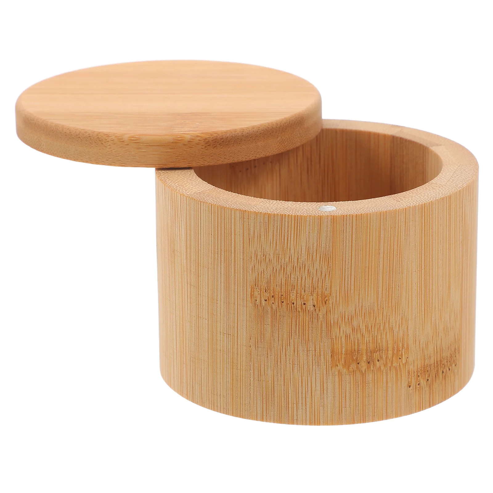 

Round Bamboo Canister Small Spice Container Seasoning Box Kitchen Essentials Condiment Holder Multi-Function Salt Pepper