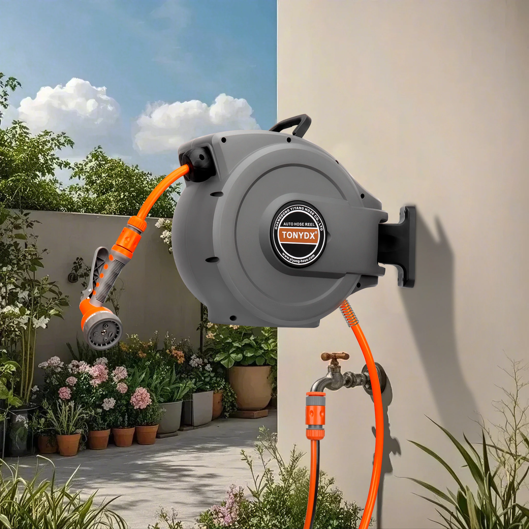 Hot Selling 15M Water Hose Reel Automatic Retractable Hose Reel Set Watering Garden Hose Pipe Reel
