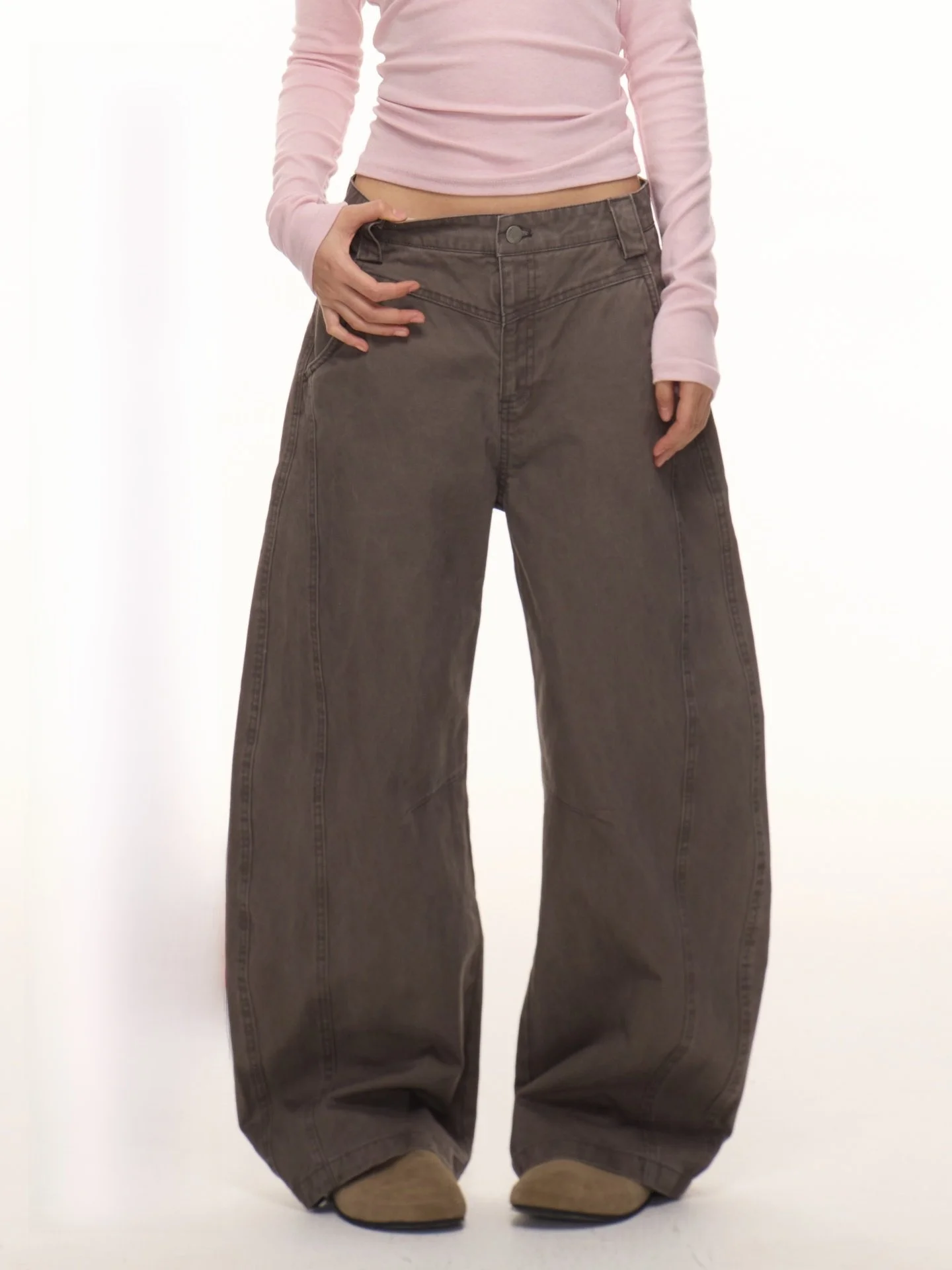 

Женские джинсы Nova B Lazy Sle с высокой талией и широкими штанинами, свободного кроя, повседневные, из хлопка, с эффектом потертости, джинсовые брюки