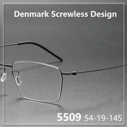 Pure Titanium Glasses Frame Men Women Eyewear Frames Eyeglassess Square Business Classic Design Screwless Denmark Brand 5509