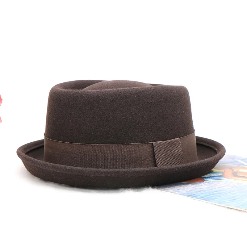 2023 Wool Hat Autumn and Winter Korean Style Hot Selling Wool Nylon Fashionable Cuffed Unisex Small Top Hat Ring Curved Hat