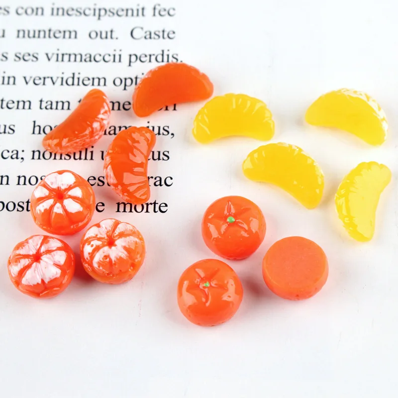 10Pcs Kawaii 소형 오렌지 수지 카보 숑 DIY Embellishments Scrapbooking 전화 장식 쥬얼리 액세서리 미니 공예 10mm