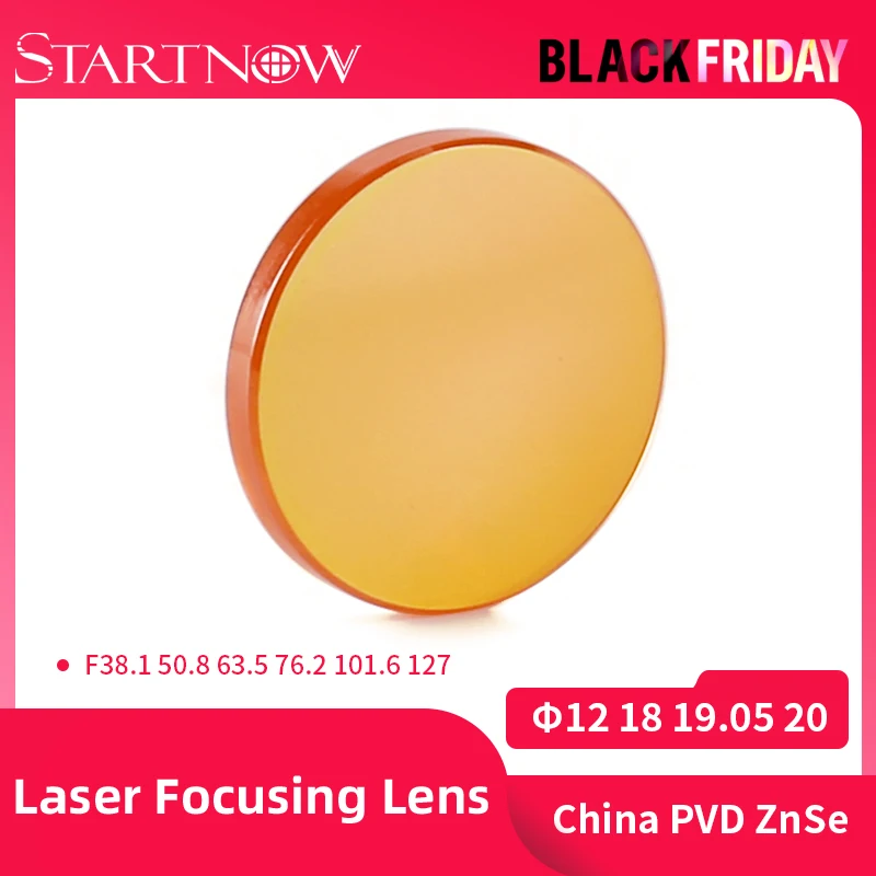 Startnow CO2 Laser Focus Lens China PVD ZnSe 12 18mm 19.05 20mm F38.1 50.8 63.5 76.2 101.6 1.5