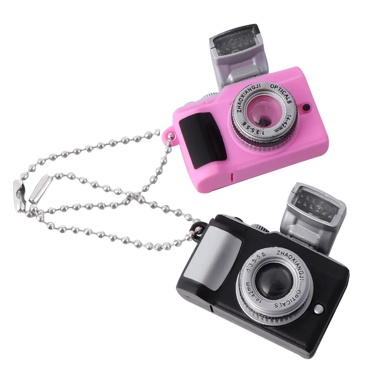 

2 Pcs Camera Pendant Keychains LED Luminous Sound Ring Bag Decoration Birthday Gift Premium Material Long Lasting