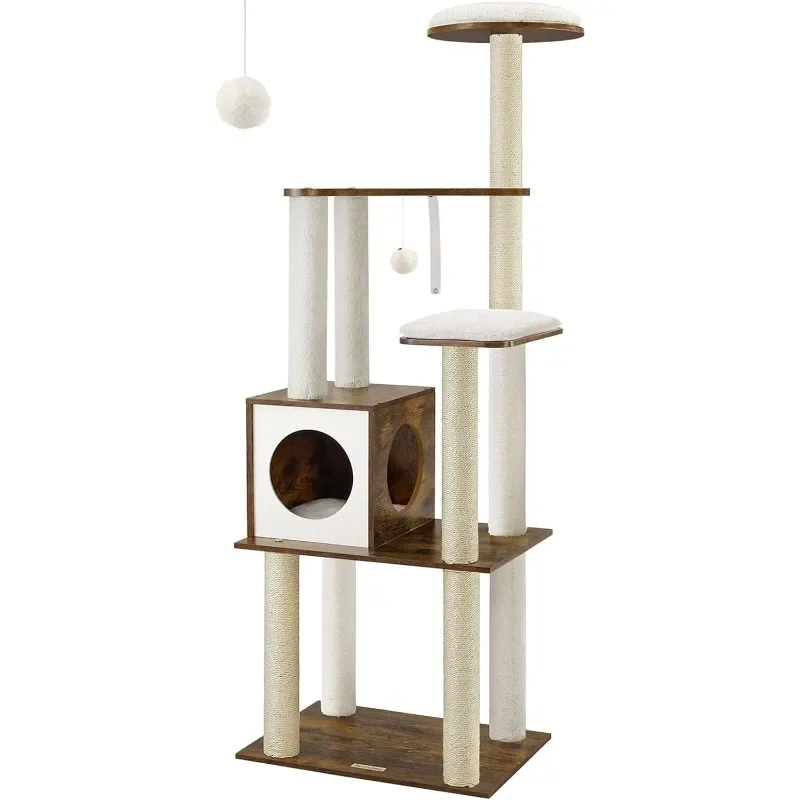 

WoodyWonders Cat Tree, 65-Inch Modern Cat Tower for Indoor Cats, Multi-Level Cat Condo with 5 Scratching Posts
