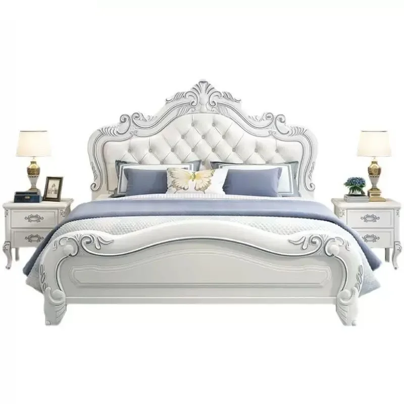 

European solid wood princess bed, modern simple double bed
