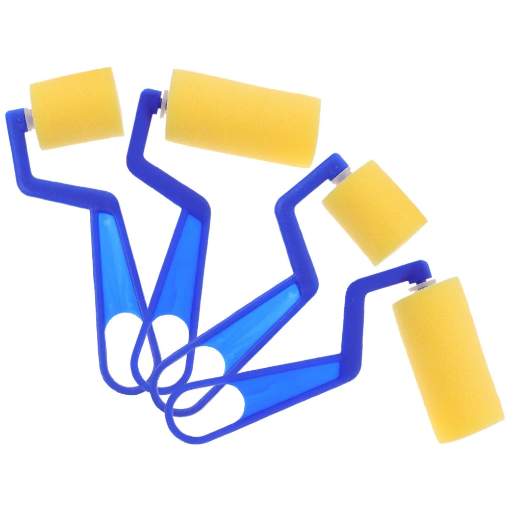 مجموعة فرش إسفنجية للرسم من 4 قطع، أدوات أطفال للأطفال، فرش بلاستيكية