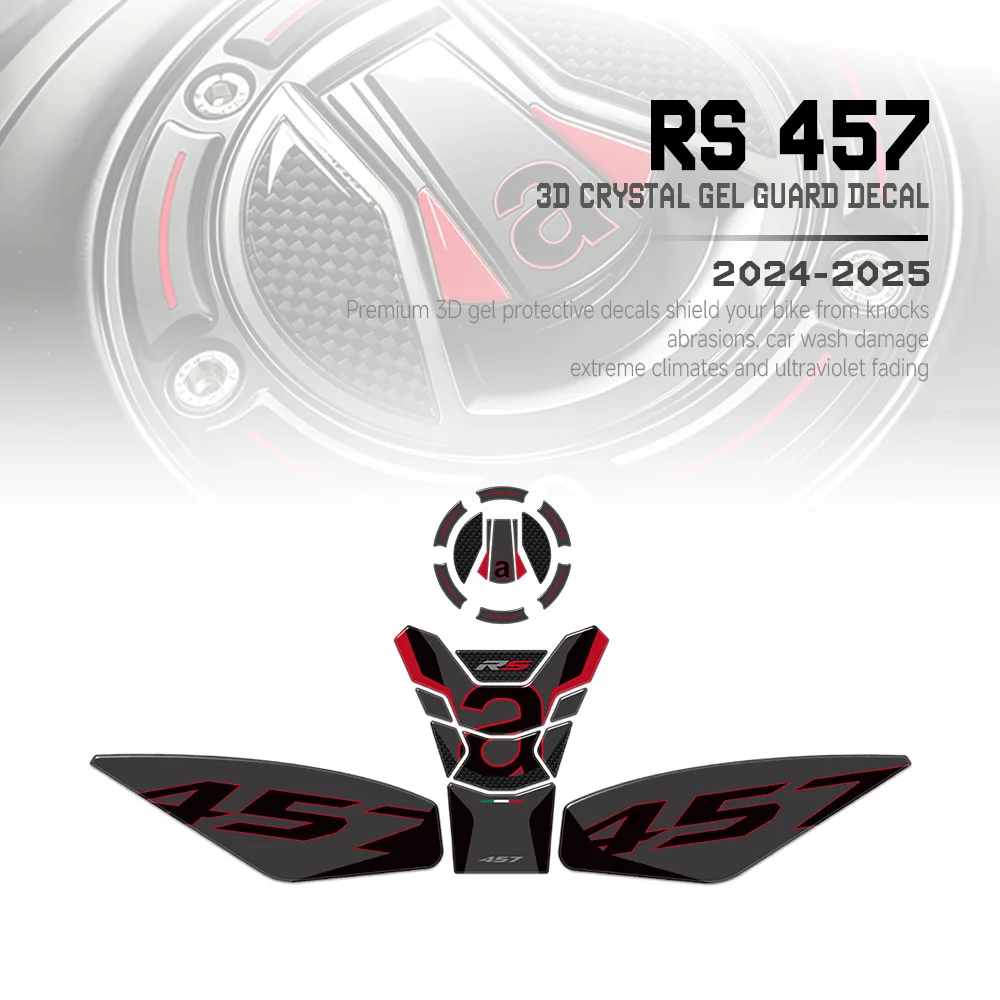 Для Aprilia RS 457 RS457 2024 2025: Комплект 3D-наклеек из смолы для защиты бака (Tank Pad)