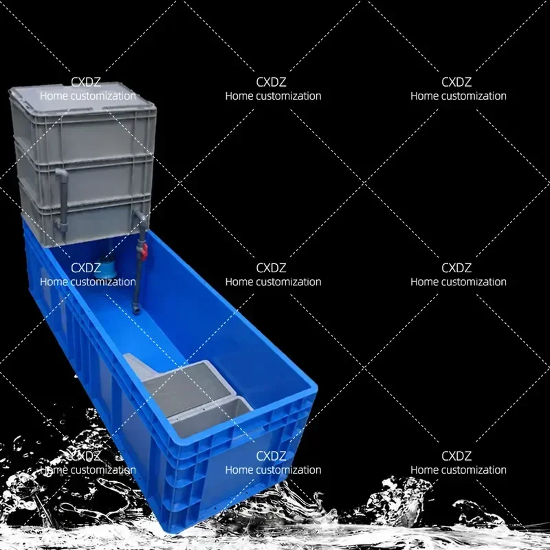 SS Thickened Turtle Tank with Filter Amphibious Breeding Basin Fish Aquarium Mixed Raising Box Ladder Drying Platform