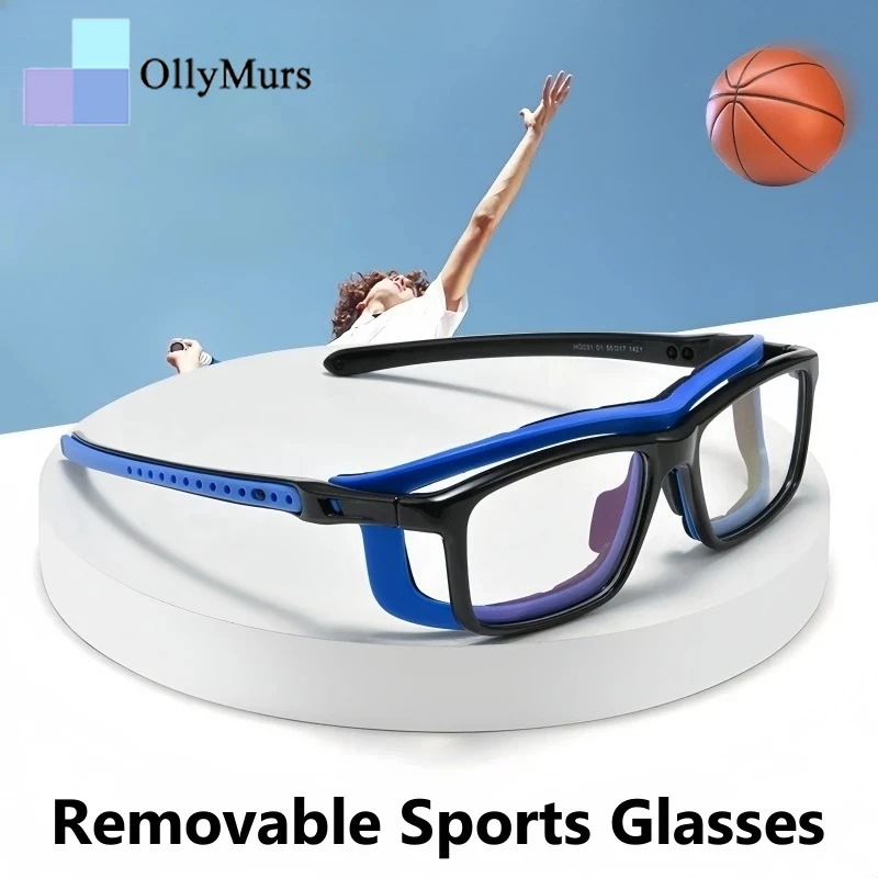 

OLLYMURS Men and Women Sports Glasses Hanging Neck Badminton Basketball Anti-collision Optical Prescription Eyeglasses Frame