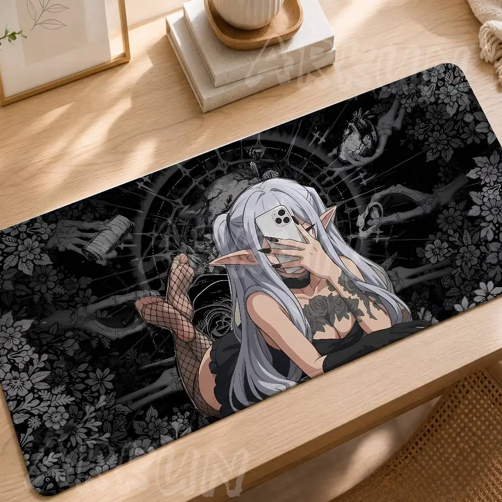 Fashion Pretty Hot Gothic Anime Elf Girl Mouse Pad, Black Anime Girl Art